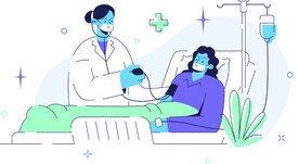 给病人做测试的医生量血压