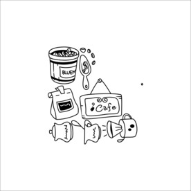 卡通咖啡用具