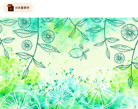 清凉水彩背景矢量素材