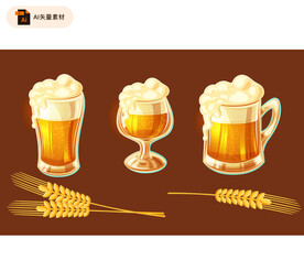 卡通啤酒杯矢量素材