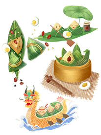 端午龙舟粽子咸鸭蛋组合