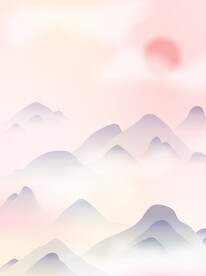 中国风日落水墨画古风国画