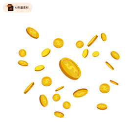 矢量不同角度金币素材