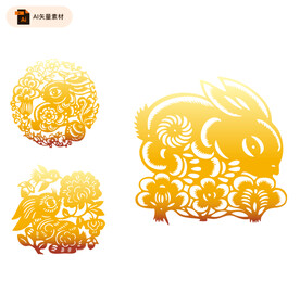 剪纸玉兔素材
