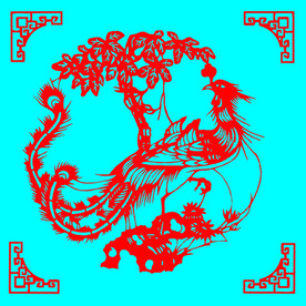 凤凰与树剪纸