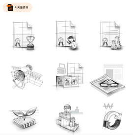 手绘设计草图矢量图标
