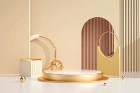金色台子背景海报C4D