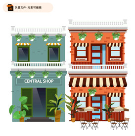 立体商店矢量插画素材