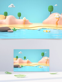 夏天可爱立体背景