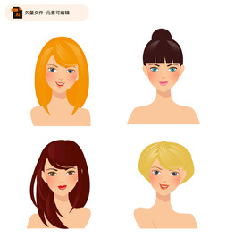 美丽女子头像矢量图
