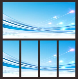 蓝色背景曲线底边装饰