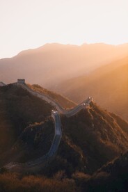 夕阳长城摄影