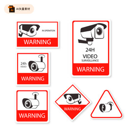 监控警示贴设计矢量图