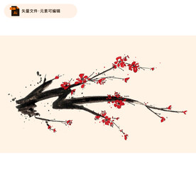 中国风水墨梅花素材