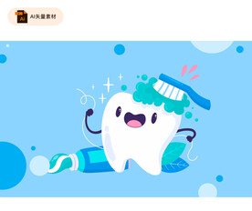 卡通牙齿可爱插画