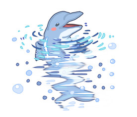 创意海豚插画