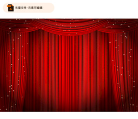 红色舞台幕布矢量素材