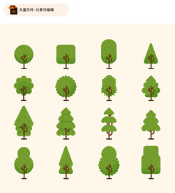 童趣绿色树木矢量图