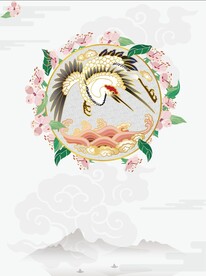 国潮背景仙鹤