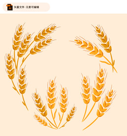 手绘麦穗稻穗插画
