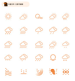 简约线性天气图标设计
