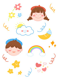 儿童节装饰插画贴纸