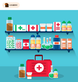 药架和医疗箱矢量图