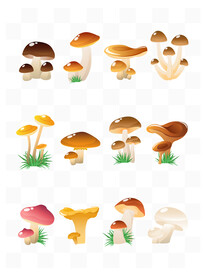 可爱手绘卡通蘑菇矢量元素