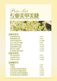 小雏菊 美甲价格表