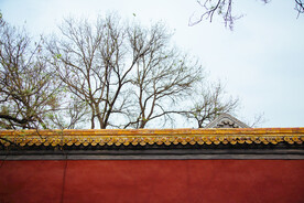 户外复古红色城墙建筑