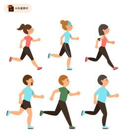 可爱卡通跑步人物