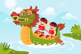 手绘卡通端午海报