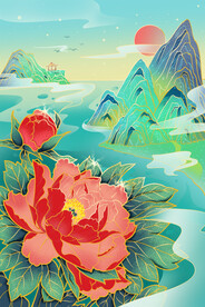 中国风插画敦煌手绘插画宣传