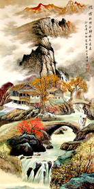 大幅国画山水巨幅背景画