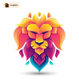几何艺术狮子头插画