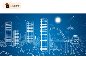 线描城市矢量素材