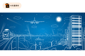 线描都市矢量图