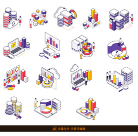 彩色立体云服务图标