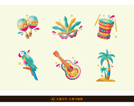 彩色非洲文化图标