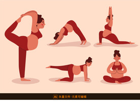 孕妇瑜伽恢复插画