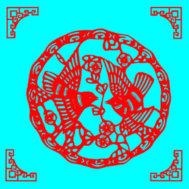 两只小鸟剪纸