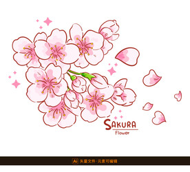 手绘可爱樱花
