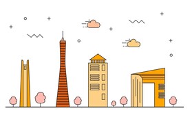 卡通手绘   房屋   城市 