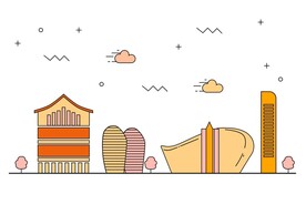 卡通手绘   房屋   城市 
