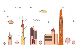 卡通手绘   房屋   城市 