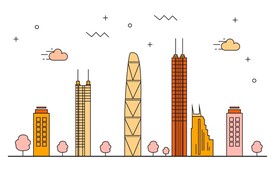 卡通手绘   房屋   城市 