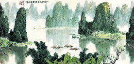 一湾江水碧万点桂山青