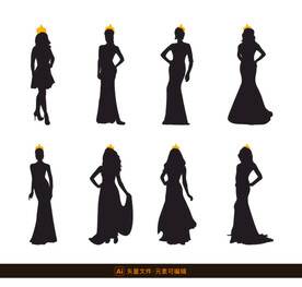 穿礼服的女性剪影