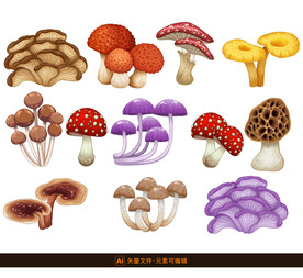 卡通蘑菇矢量插画