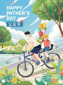 父亲节插画海报